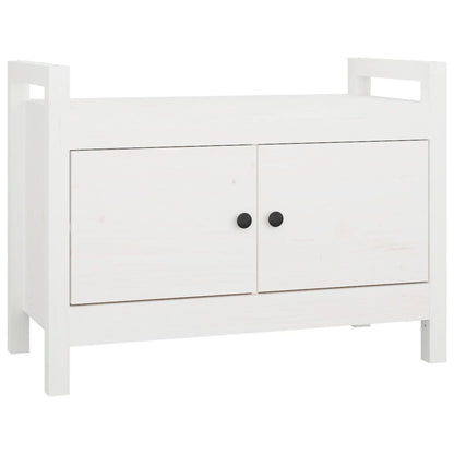 Solid Pine White Hall Bench - 80x40x60 cm Elegant Entryway Seating