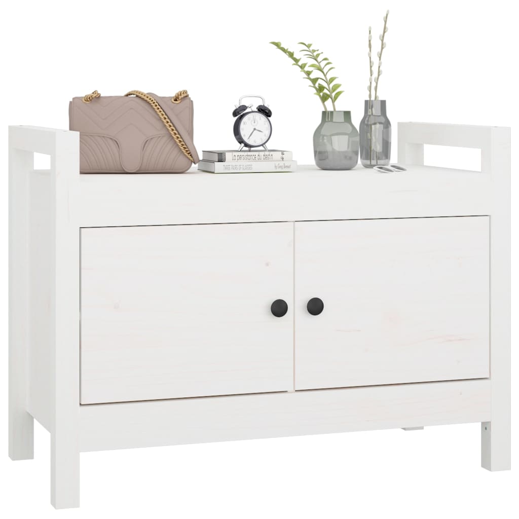 Solid Pine White Hall Bench - 80x40x60 cm Elegant Entryway Seating