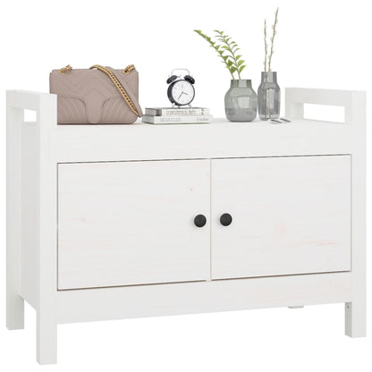 Solid Pine White Hall Bench - 80x40x60 cm Elegant Entryway Seating