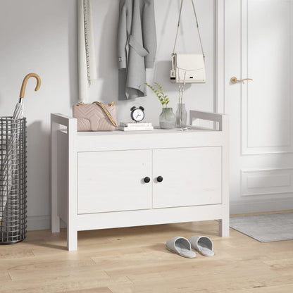 Solid Pine White Hall Bench - 80x40x60 cm Elegant Entryway Seating