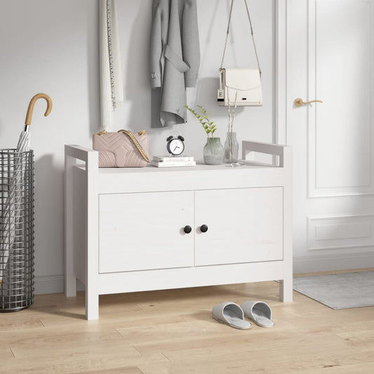 Solid Pine White Hall Bench - 80x40x60 cm Elegant Entryway Seating
