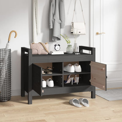 Solid Pine Hall Bench - Grey 80x40x60 cm