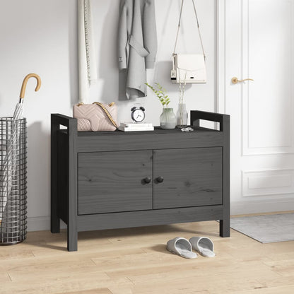 Solid Pine Hall Bench - Grey 80x40x60 cm