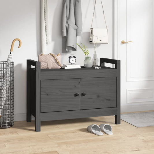 Solid Pine Hall Bench - Grey 80x40x60 cm
