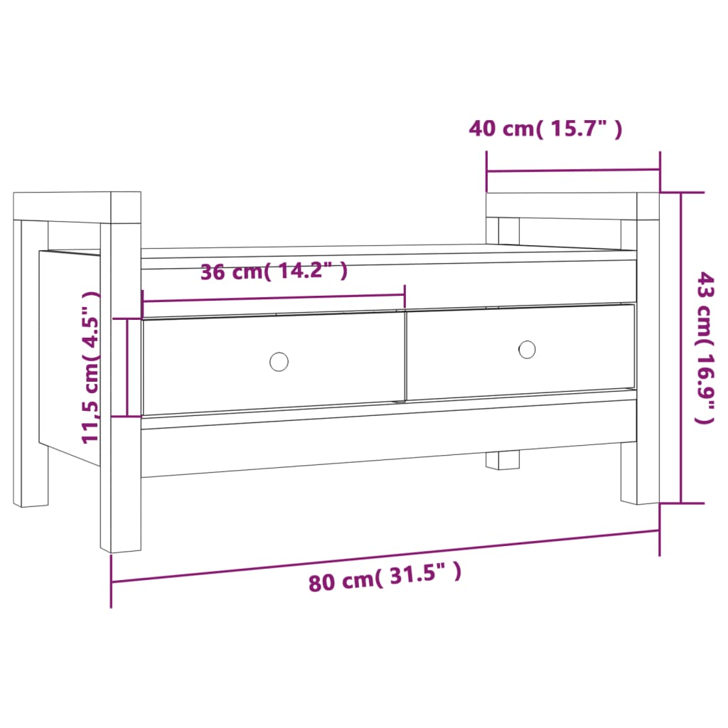 Solid Pine Hall Bench 80x40x43 cm - Stylish & Durable Seating
