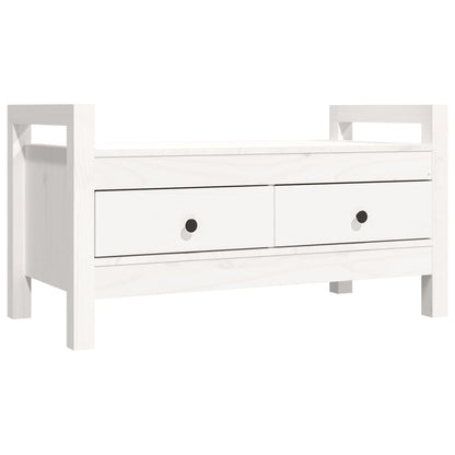 Solid Pine Hall Bench – White, 80x40x43 cm