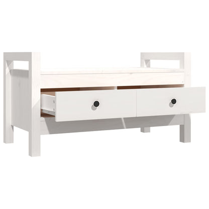 Solid Pine Hall Bench – White, 80x40x43 cm