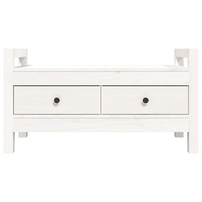 Solid Pine Hall Bench – White, 80x40x43 cm