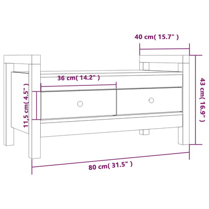 Solid Pine Hall Bench – White, 80x40x43 cm