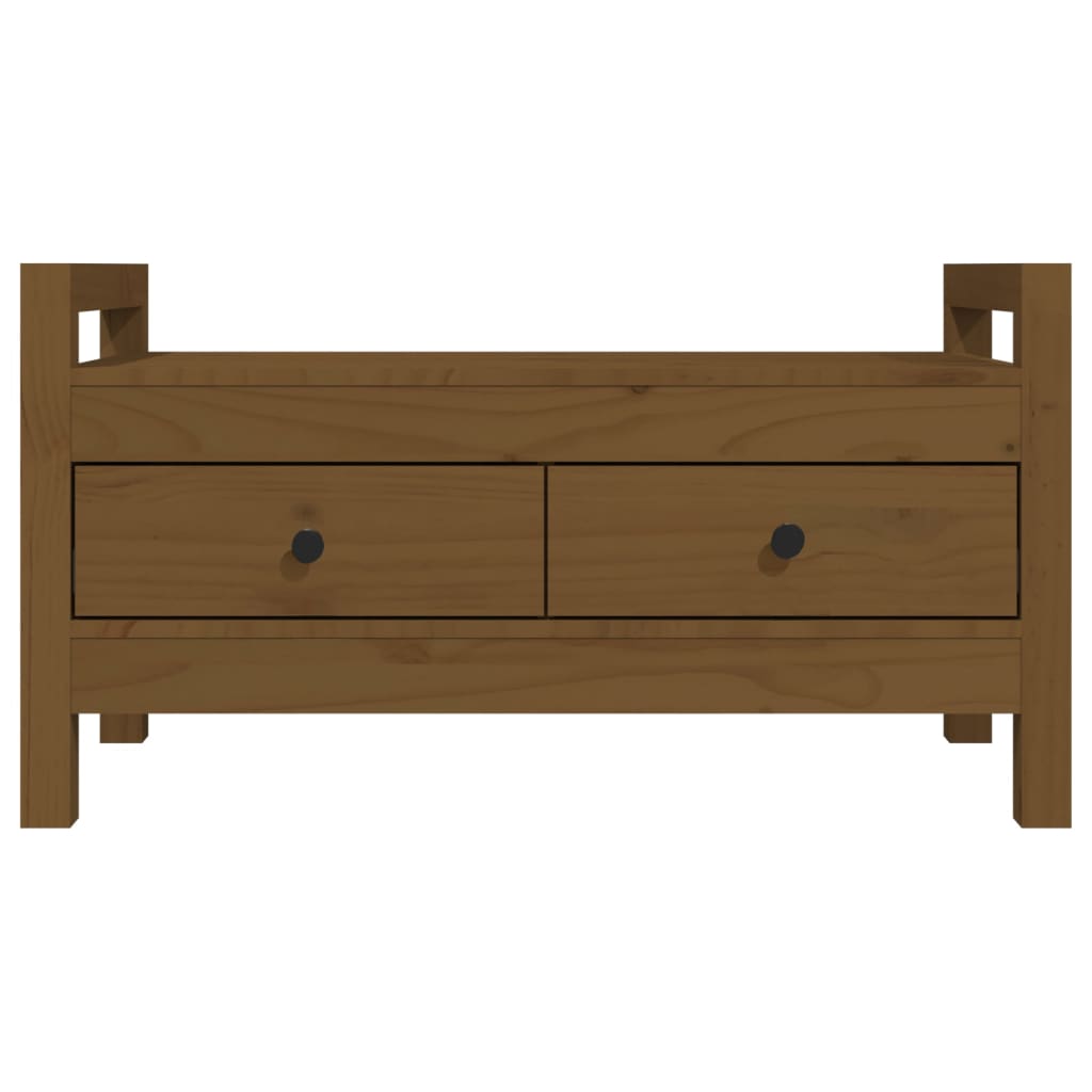 Solid Pine Hall Bench - Honey Brown, 80x40x43 cm