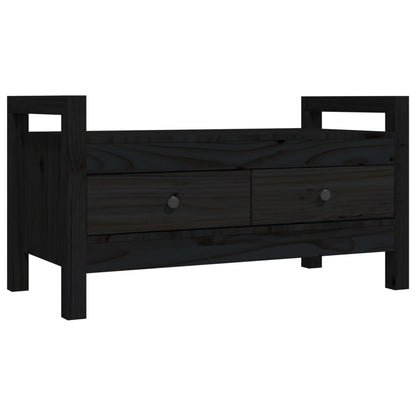 Solid Pine Wood Hall Bench - Black 80x40x43 cm