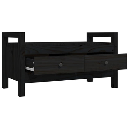 Solid Pine Wood Hall Bench - Black 80x40x43 cm