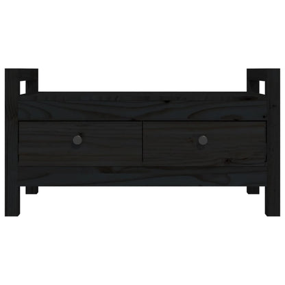 Solid Pine Wood Hall Bench - Black 80x40x43 cm
