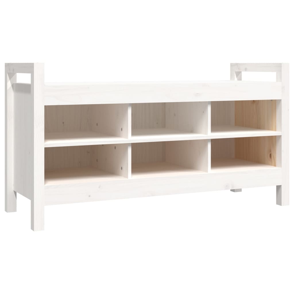 Solid Pine Hall Bench - White, 110x40x60 cm