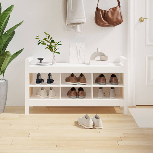 Solid Pine Hall Bench - White, 110x40x60 cm