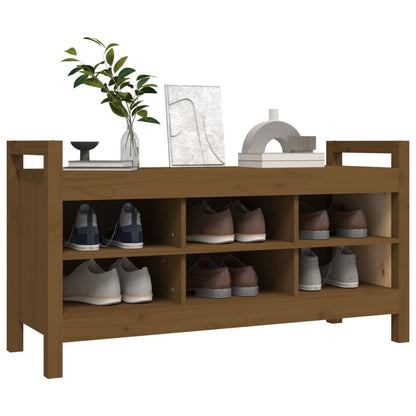 Solid Wood Pine Hall Bench, Honey Brown, 110x40x60 cm