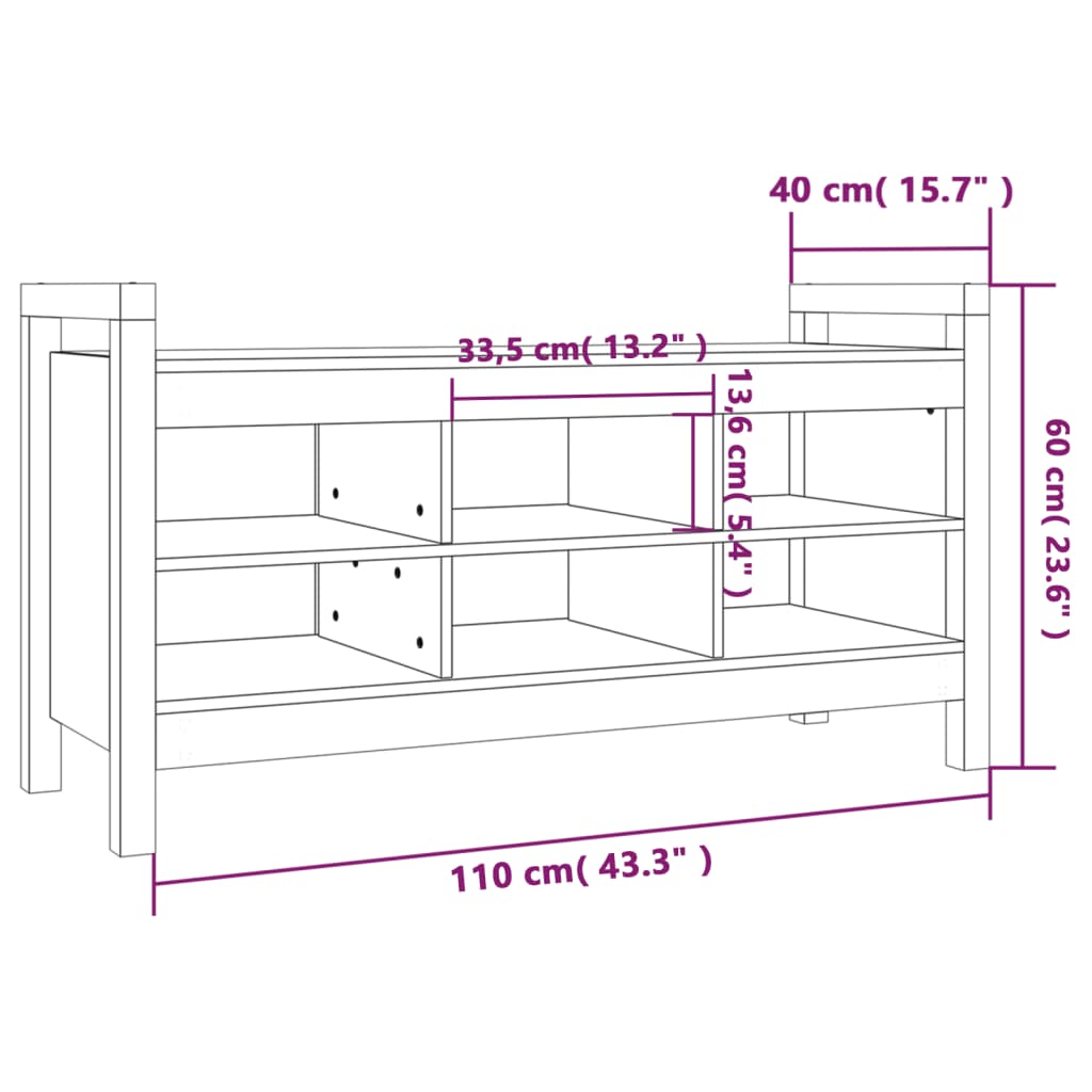 Solid Wood Pine Hall Bench, Honey Brown, 110x40x60 cm