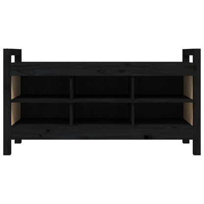 Solid Pine Hall Bench in Black, 110x40x60 cm - Stylish & Sturdy