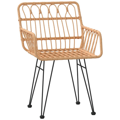 Set of 2 PE Rattan Garden Chairs with Armrests - 56x64x80 cm