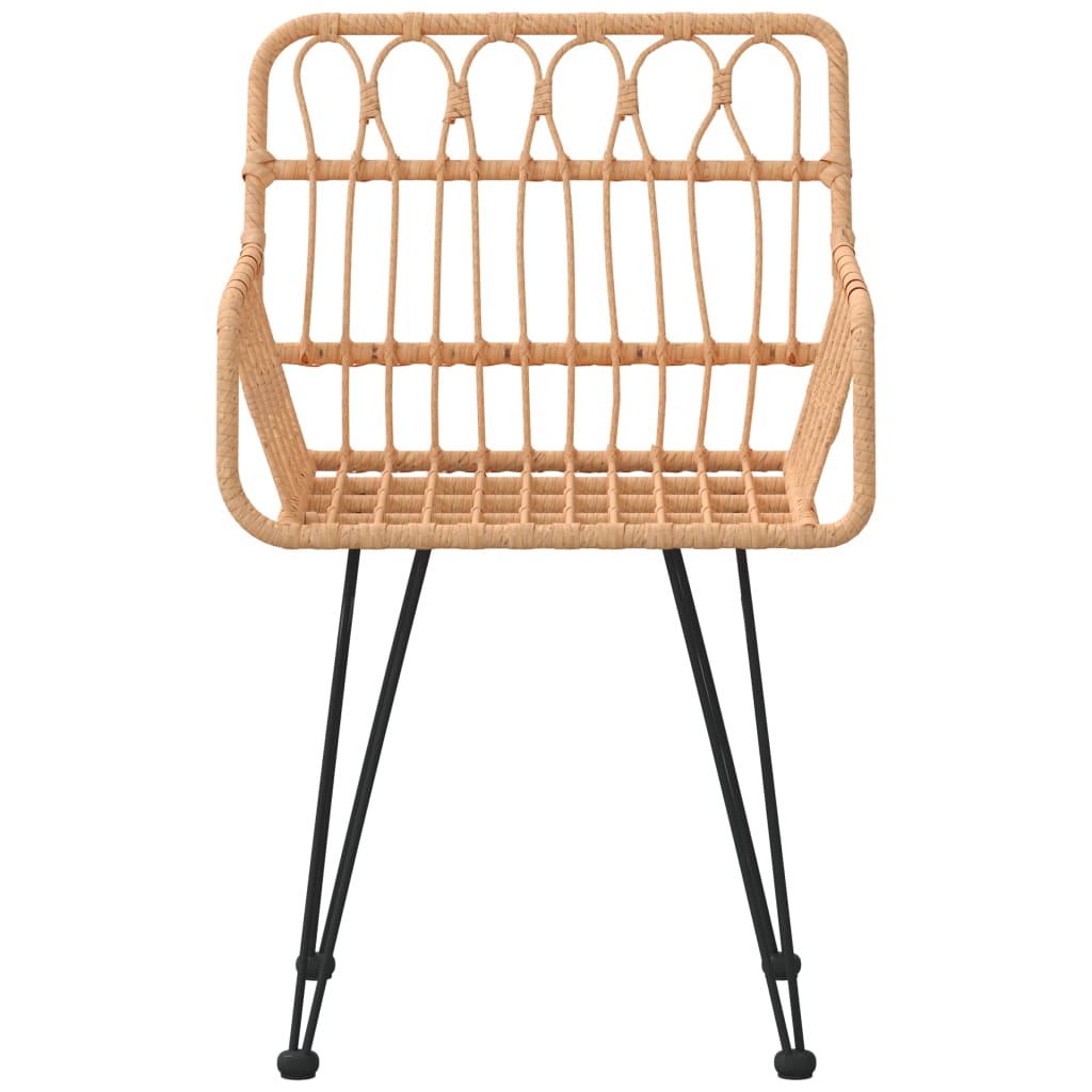 Set of 2 PE Rattan Garden Chairs with Armrests - 56x64x80 cm