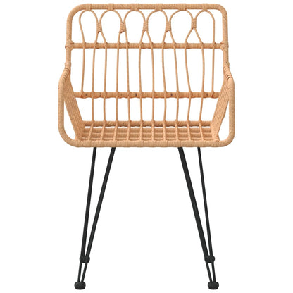 Set of 2 PE Rattan Garden Chairs with Armrests - 56x64x80 cm