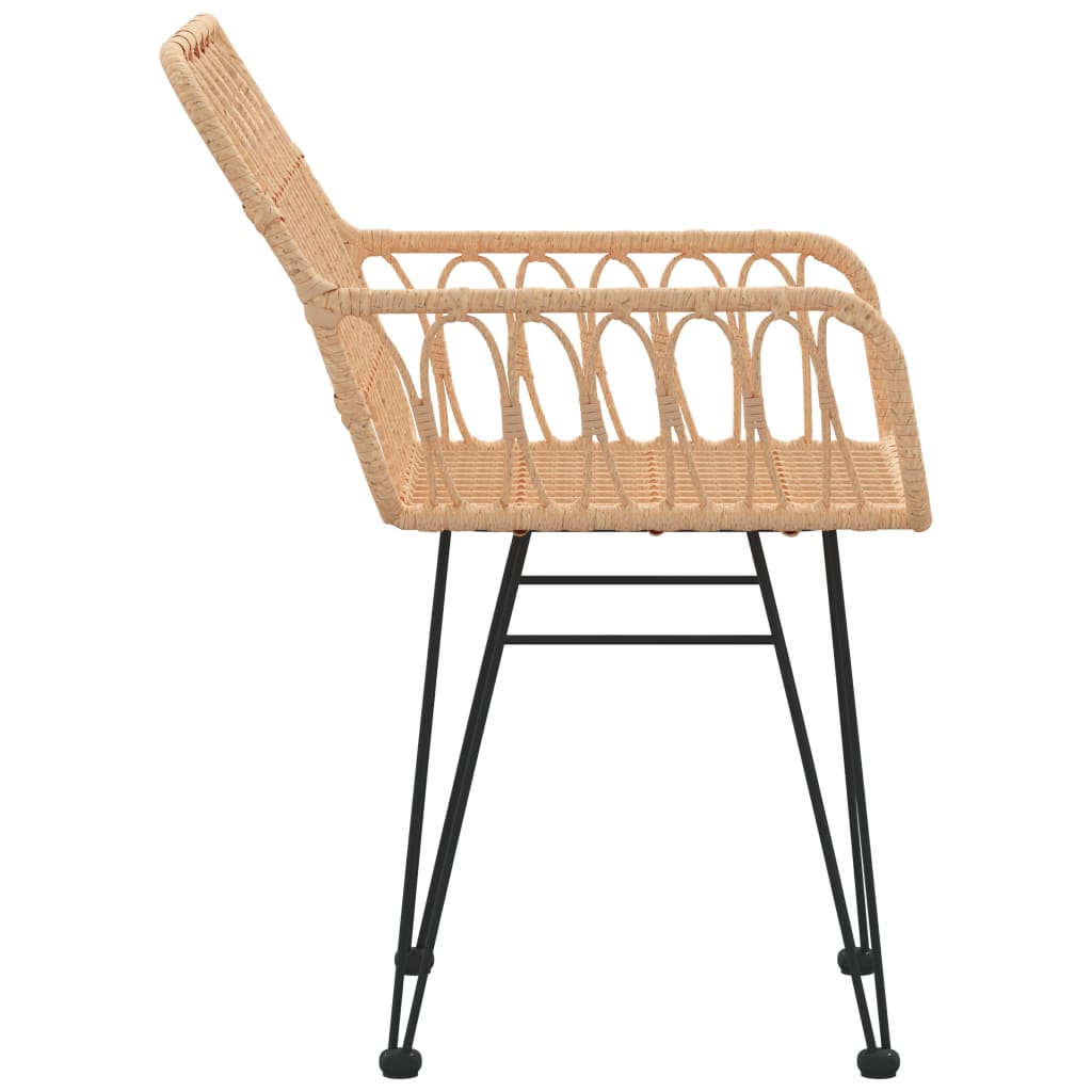 Set of 2 PE Rattan Garden Chairs with Armrests - 56x64x80 cm