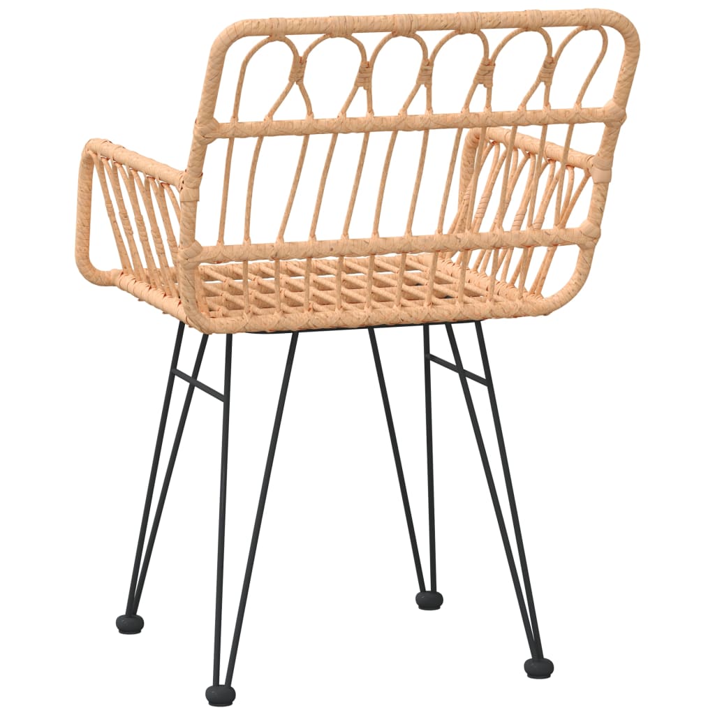Set of 2 PE Rattan Garden Chairs with Armrests - 56x64x80 cm