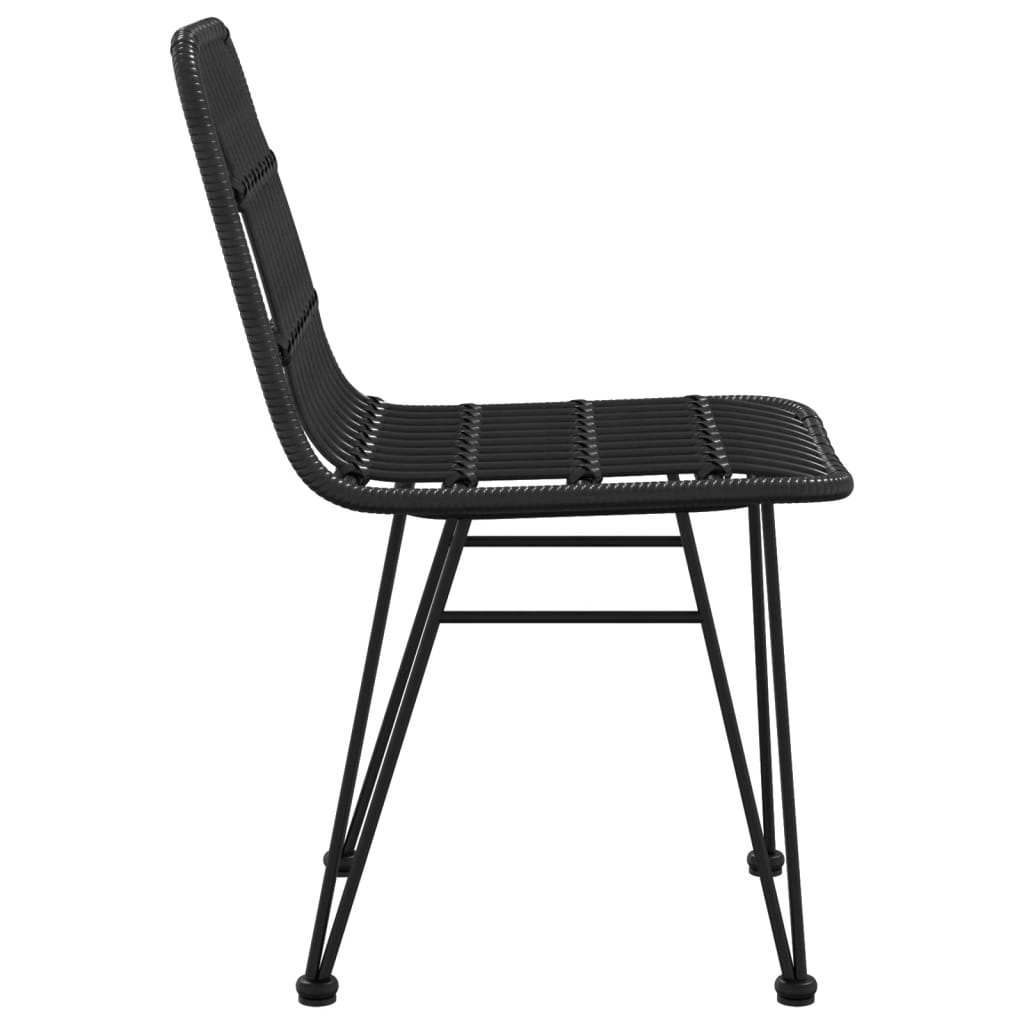 2-Piece Black PE Rattan Garden Chairs, 48x62x84 cm