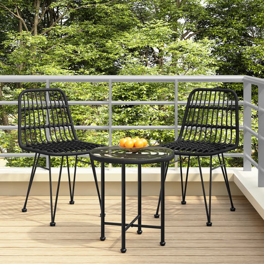 2-Piece Black PE Rattan Garden Chairs, 48x62x84 cm