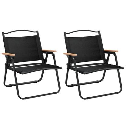 2 Pcs Black Camping Chairs, 54x43x59cm, Durable Oxford Fabric