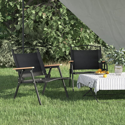 2 Pcs Black Camping Chairs, 54x43x59cm, Durable Oxford Fabric