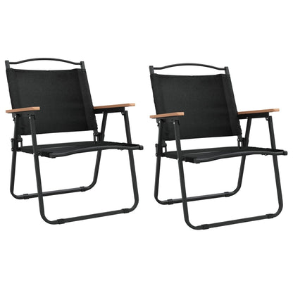 Set of 2 Black Camping Chairs - Durable Oxford Fabric 54x55x78 cm
