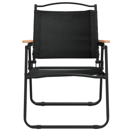 Set of 2 Black Camping Chairs - Durable Oxford Fabric 54x55x78 cm