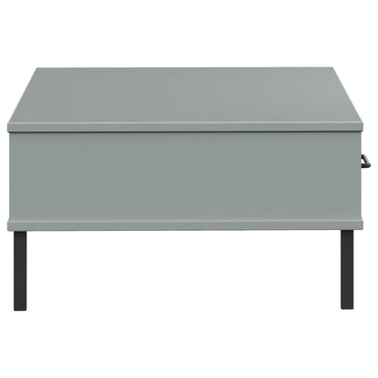 Coffee Table with Metal Legs Grey Solid Wood Pine OSLO