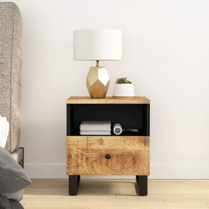 Solid Mango & Engineered Wood Bedside Cabinets - Set of 2