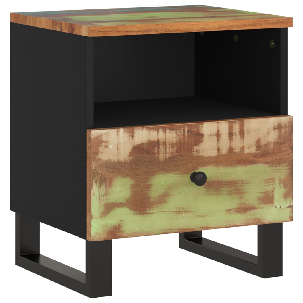 Reclaimed Solid Wood Bedside Cabinet with Drawer - Eco-Friendly Design