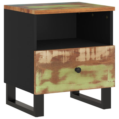 Reclaimed Solid Wood Bedside Cabinet with Drawer - Eco-Friendly Design