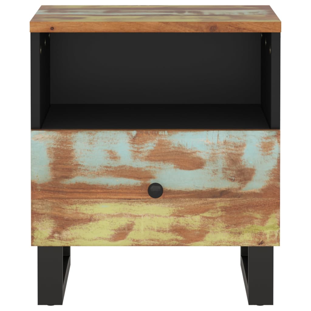Reclaimed Solid Wood Bedside Cabinet with Drawer - Eco-Friendly Design
