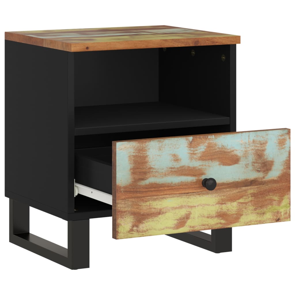 Reclaimed Solid Wood Bedside Cabinet with Drawer - Eco-Friendly Design