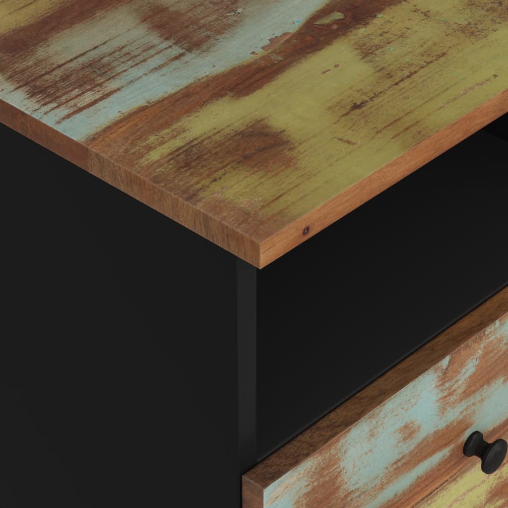 Reclaimed Solid Wood Bedside Cabinet with Drawer - Eco-Friendly Design