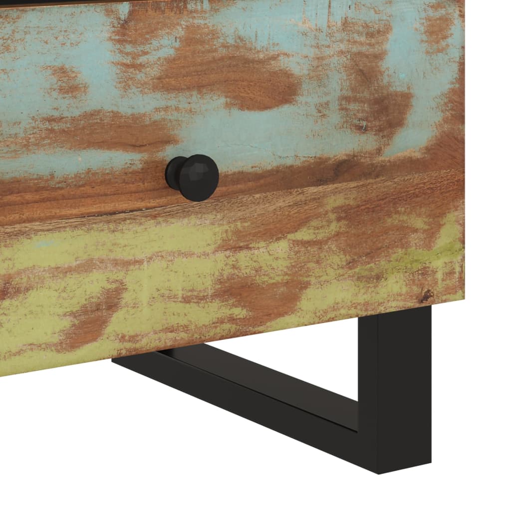 Reclaimed Solid Wood Bedside Cabinet with Drawer - Eco-Friendly Design