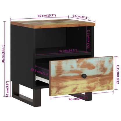 Reclaimed Solid Wood Bedside Cabinet with Drawer - Eco-Friendly Design