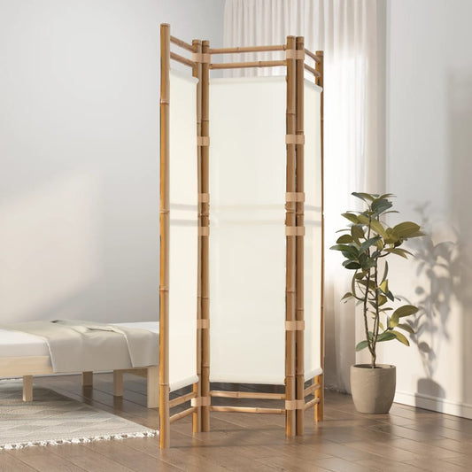 Bamboo & Canvas 3-Panel Room Divider, Folding, 120 cm