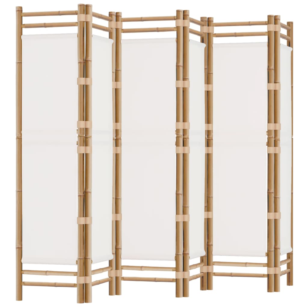 Bamboo & Canvas 6-Panel Room Divider - 240cm Folding Screen