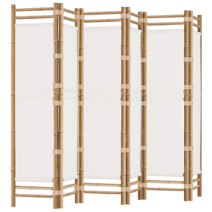 Bamboo & Canvas 6-Panel Room Divider - 240cm Folding Screen