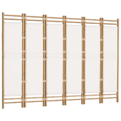 Bamboo & Canvas 6-Panel Room Divider - 240cm Folding Screen