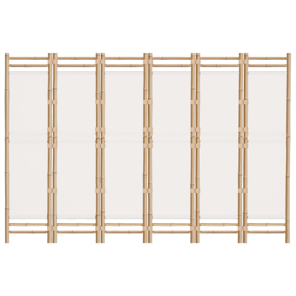 Bamboo & Canvas 6-Panel Room Divider - 240cm Folding Screen