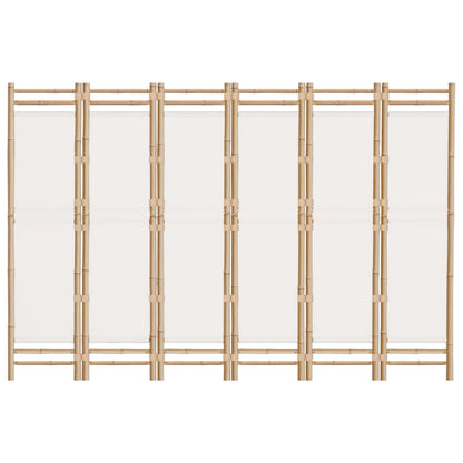 Bamboo & Canvas 6-Panel Room Divider - 240cm Folding Screen