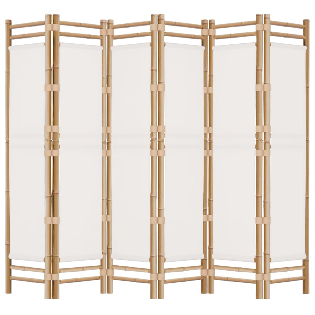 Bamboo & Canvas 6-Panel Room Divider - 240cm Folding Screen