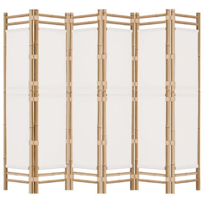 Bamboo & Canvas 6-Panel Room Divider - 240cm Folding Screen